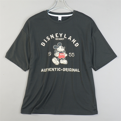 韩版精品纯棉印花短袖T恤男女85164夏秋重磅高品质宽松落肩袖上衣