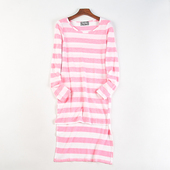 韩版 上衣 不对称设计长款 针织条纹长袖 T恤女513H81803春夏小众时尚