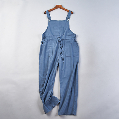 港风纯色背带裤显瘦系带休闲裤