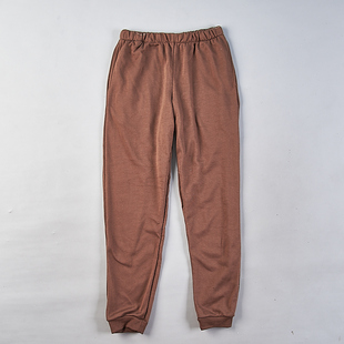 外贸单复古宽松休闲卫裤 女7.30H79813春秋松紧腰纯色毛圈束脚长裤