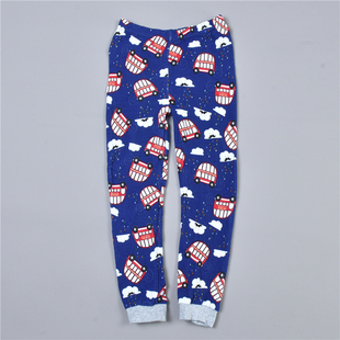 春秋中小儿童打底睡裤 男女童卡通秋裤 32L78023简便松紧腰束脚长裤