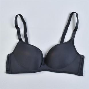 615黑色光面无钢圈文胸女81761聚拢上托收副乳立挺杯四季 内衣胸罩