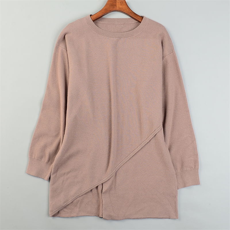 日单中长款毛衣针织衫女L85239软糯舒适秋冬设计感长袖打底短裙子