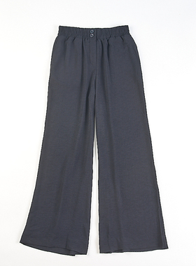 外贸韩版松紧腰纯色休闲裤女H83217夏季新款宽松显瘦百搭阔腿长裤