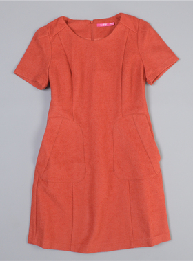 929高级感羊毛连衣裙女77413秋冬高腰修身短袖时尚复古呢子中短裙