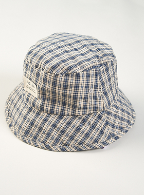 高端原单盆帽女3.21H73446春秋夏格子出游防晒日系遮阳水桶渔夫帽