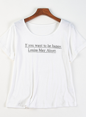 日单纯色字母印花短袖T恤衫女82948夏季新款修身显瘦休闲百搭上衣