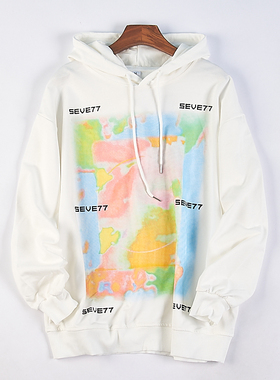 青春时尚女式连帽衫卫衣1028H76538秋季卡通印花宽松外穿长袖上装