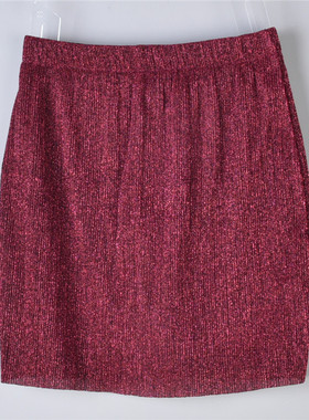 78韩版性感辣妹亮丝包臀裙LX3361松紧高腰弹力修身双层半身短裙夏