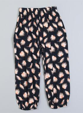 1016男女童小树叶人棉防蚊裤L80224夏季轻薄款宝宝宽松束脚灯笼裤