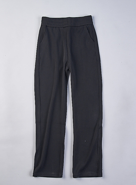 77夏秋黑色显瘦筷子腿高腰直筒裤女78350韩版针织垂顺修腿型长裤