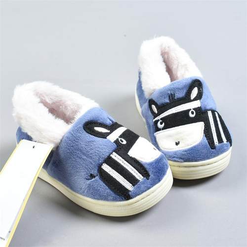 310卡通毛驴刺绣儿童毛绒棉鞋81690男女童居家防滑秋冬保暖小鞋子