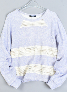 韩版镂空刺绣针织衫女3.25L81780宽松套头春季百搭少女感长袖卫衣