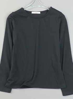 日单纯黑色长袖T恤女84301简约百搭秋季外穿内搭通勤休闲打底上衣