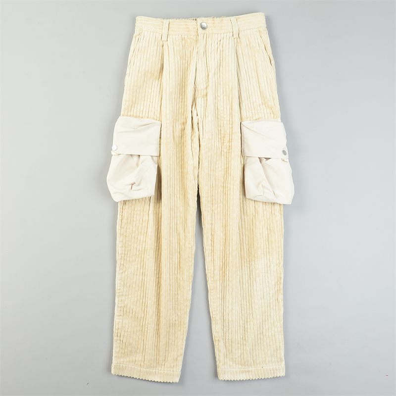 高档全棉潮男粗条灯芯绒休闲裤L84577贴布大口袋秋冬设计感长裤子