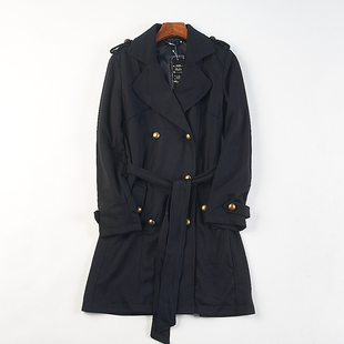 外套 百搭收腰中长款 精品日单英伦风双排扣风衣女H84704秋冬季 经典
