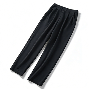 女L86079垂感显瘦百搭通勤长裤 日单春夏新款 黑色高腰直筒休闲西裤