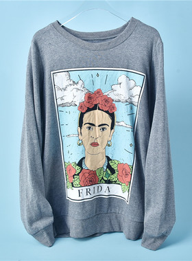 品质男女套头卫衣9.17L71128时尚印花宽松慵懒bf秋冬加绒长袖衫秋