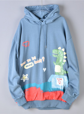 328连帽衫套头卫衣男女73646卡通印花宽松舒适春秋休闲学院潮外套