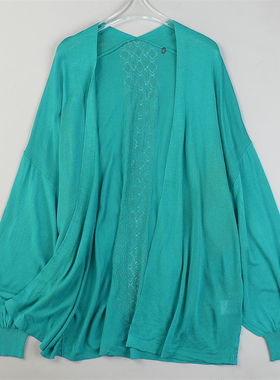 精品日单温柔风长袖针织开衫女L84720春秋宽松落肩灯笼袖休闲外套