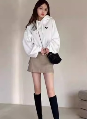 日单复古港味连帽卫衣女10.28H84523春秋款宽松休闲百搭短款外套