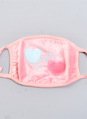67绒面刺绣防尘口罩亲子女款82494可水洗非一次性保暖防风面罩