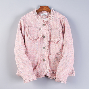 复古少女感小香风羽绒服短外套1223H77237冬圆领纯色时髦洋气上衣