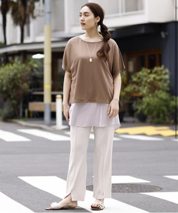 日单人棉针织短袖 上衣 T恤女3.5L78075垂顺坠落肩胖MM外搭宽松大码