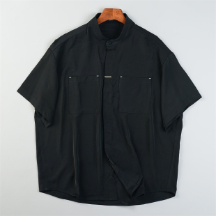 立领工装 男L85707宽松休闲松弛感春夏季 衬衣 衬衫 日系穿搭文艺短袖