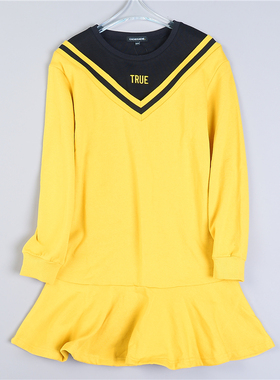 法式假两件卫衣连衣裙7.16L79615刺绣字母长袖高腰显瘦鱼尾裙子潮