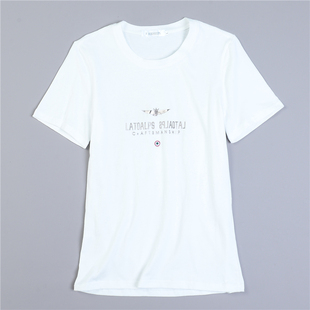 百搭日常休闲短袖 616品质全棉印花T恤衫 修身 韩版 上衣 女79440夏季