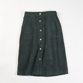 精品复古全棉灯芯绒半身裙女H85468秋冬自然要单排扣一片式 中长裙