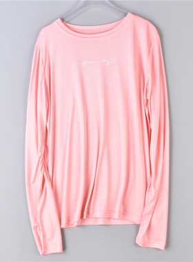 韩版长袖T恤衫女8.1L75350宽松圆领清凉薄款微透夏季冰丝空调衫