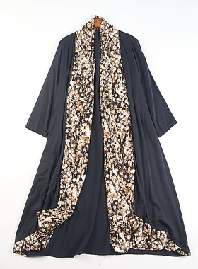 外贸大码丝绵文艺风衣设计感开衫女H83027夏秋宽松百搭长款薄外套