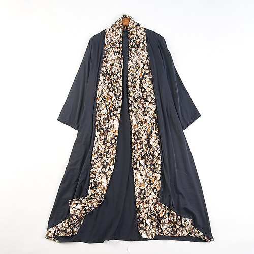 外贸大码丝绵文艺风衣设计感开衫女H83027夏秋宽松百搭长款薄外套