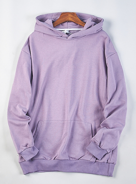 74韩版宽松连帽衫套头卫衣男女H76959春秋光板纯色休闲棉毛圈外套