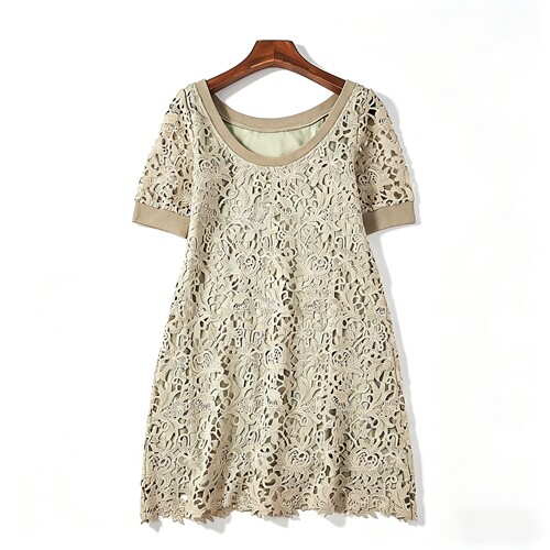 夏季复古森系纯色圆领短袖休闲裙