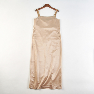 精品日单气质缎面吊带连衣裙H84303夏秋纯色修身外穿内搭打底长裙