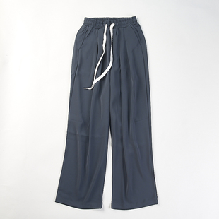 宽松显瘦松弛感直筒长裤 高级感日系抽绳阔腿西裤 男女H85655春秋季