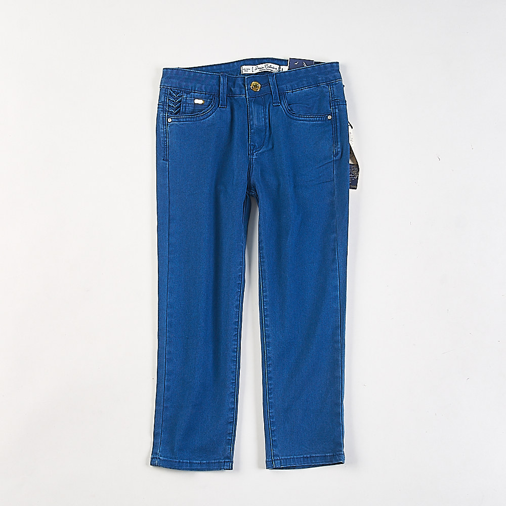 精品潮牌中腰直筒牛仔裤女H83848春夏百搭微弹修身显瘦休闲七分裤