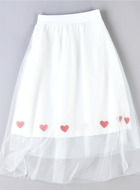 78网纱刺绣半身中长公主裙75542韩版松紧高腰显瘦a字大摆伞裙子夏