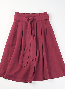 高货日单复古文艺半身裙女H84254春夏秋高腰显瘦中长款大摆A字裙