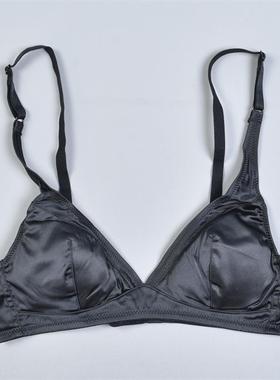 丝滑光感亮面性感深V文胸211L81726聚拢收副乳质感黑色三角杯内衣