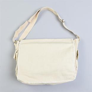 复古全棉水洗帆布斜挎邮差包男女11.5L80770日系文艺大容量单肩包