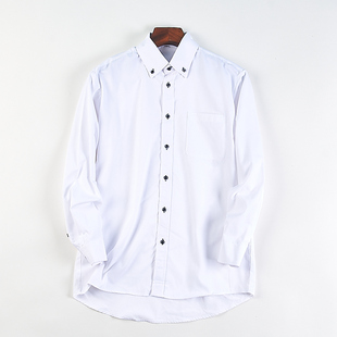 626日单高档提花细条纹白色衬衫男女82365夏秋季宽松休闲长袖上衣