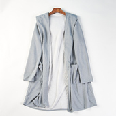 文艺开衫 日单两面穿休闲连帽中长款 风衣女H84266春秋宽松大码 外套