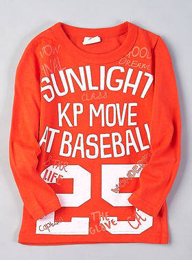 16日单男女童全棉印花T恤衫H80126春秋圆领儿童时尚长袖打底上衣