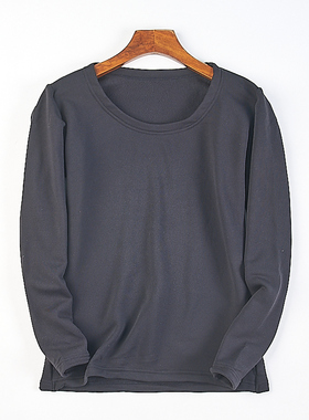 523外贸圆领套头加绒打底衫女82267春秋新款百搭黑色修身长袖上衣