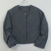 品质锦棉纯色宽松轻薄款 短外套女L84061秋季 圆领暗扣简约气质上衣