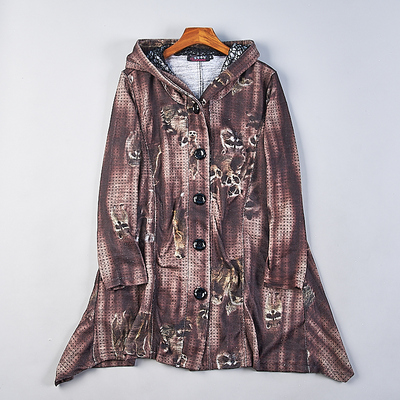 春秋花色潮版单排扣宽松复古外套